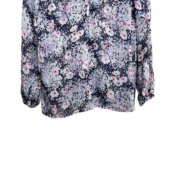 Joie Womens Multicolor Floral Long Sleeve Split Neck Pleated Blouse Top Size XS - Picture 8 of 12